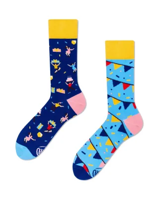 many mornings - Socken blau/pink - Gr. - 38