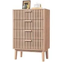 FUROKOY Sideboard Kommode Mit rutschfesten Tischbeinen und Kippschutzvorrichtung, 91x34x60 cm,Mit 4 Schubladen,Mit geräuscharmem Dämpfungsschlitten