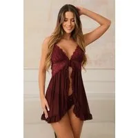 Elegant Love Nachthemd Babydoll Lingerie mit Spitze – elegantes Damen Negligé & Nachtwäsche (Set, 2-tlg., mit Tanga) Loungewear & Dessous – perfekt für erholsame Nächte zu Hause