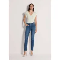 MADELEINE Gerade Jeans Kurzgröße: Slim-Fit Jeans mit Kettendetail Skinnyjeans mit Gürtelschlaufen, Taschen und Knöchellänge