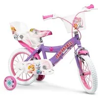 Toimsa Bikes Kinderfahrrad 14 Zoll Kinder Mädchen Fahrrad Mädchenfahrrad Rad Bike Paw Patrol Lila, 1 Gang, Puppensitz, Korb, Stützräder