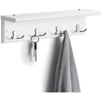 SONGMICS Wandgarderobe Garderobenhaken, mit 4 Doppelhaken, mit Ablage, 40 x 10,5 x 10,5 cm (L x B x H)