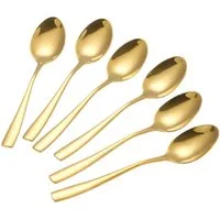 Cheffinger Besteck-Set 6er Set goldene Menülöffel aus hochwertigem Edelstahl Modern & Elegant, Edelstahl