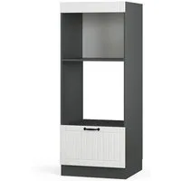 Vicco Mikrowellenumbauschrank Fame-Line, Weiß Landhaus/Anthrazit, 60 cm offen (1-St)