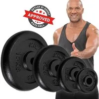 Miweba Sports Hantelscheibe Profi Gusseisen Hantelscheiben HSG - 1.25 - 10 kg, 20 kg, (2er-Set, Hantelscheibenset, Hantel Gewichte Set, Gewicht Scheiben, Muskelaufbau, Workout, Training, Ganzkörpertraining, 2-tlg., 2x 10 kg, Ø 30mm, Gusseisen, 26.5 x