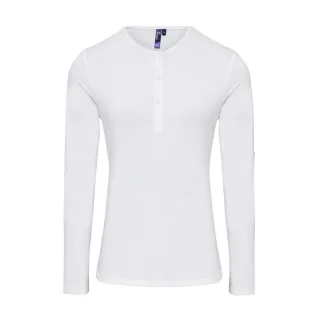 Premier Damen T-Shirt Long John, langärmlig (Weiß)