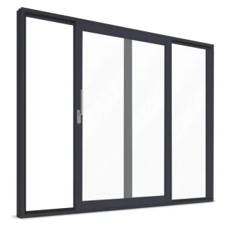 Hebeschiebetür Kunststoff, Anthrazit ähnlich RAL 7016, zweiteilig, 2-fach Verglasung, 2135 x 2010 mm, individuell konfigurieren