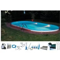 my POOL BWT Ovalpool PREMIUM mit blauer Innenfolie (Komplett-Set, 10-tlg), Höhe 150 cm, in verschiedenen Größen