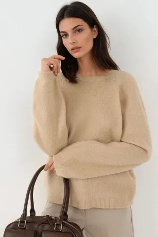 Weicher Strukturierter Rundhals Basic Pullover