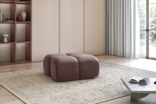 Polsterhocker Designerhocker DARCY 85x85 cm in Stoff Salvador Braun
