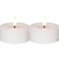 STAR TRADING LED-Kerze Flamme Flow (Set, 2-tlg), weiß 3D Flamme 6/18h Timer 7x5,5cm Wachsspiegel