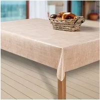 laro Tischdecke Wachstuch-Tischdecken Abwaschbar Leinenoptik. beige rechteckig