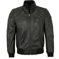 Lederjacken24 Lederjacke Ernesto Bruno Banani - Herren Lederjacke Bomberjacke Lammnappa schwarz
