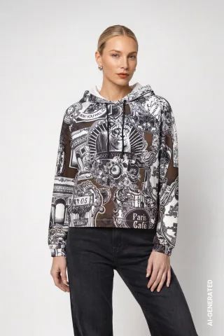 monari - Sweatshirt mit Emblem-Muster schwarz gemustert - Gr. - 34