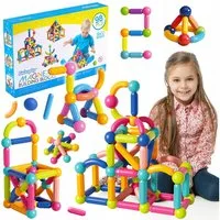 kinderplay Lernspielzeug Magnetische Konstruktionsbausteine – Lernspaß – Kinder ab 3 – 98-teili (Set, 98 Teile)