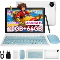 Happybe 10’’ HD Android 15, 20(3+17)GB RAM, 64GB, WiFi6 mit Tastatur und Stift Tablet (10", 64 GB, Android, WiFi6, Großbs Display Tablet mit Stift, Tastatur und Maus, Widevine L1)