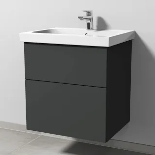 Sanipa 3way Waschtischunterbau zu Geberit iCon Light Waschtisch mit 2 Auszügen, Graphit-Matt SP5731B