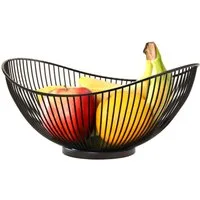 bremermann Obstschale Obstschale Obstkorb Drahtkorb oval Ø ca. 29 x 13,5 x 25,5 cm, schwarz, Metall