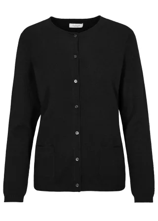 CLARINA - NOS Rdh.-Cardigan, 1/1 Arm,uni 900 schwarz - Gr. - 44