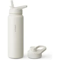 Vinsun Isolierflasche Edelstahl Trinkflasche 750ml Strohhalm - 2 Deckel Thermoflasche, BPA frei, doppelwandig, auslaufsicher, bruchsicher, geruchsneutral
