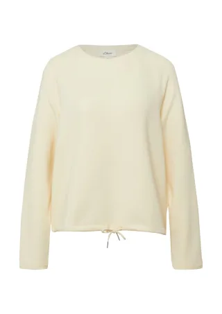 s.Oliver Red Label - Sweatshirt mit Tunnelzug am Saum und Rundhalsausschnitt beige - Gr. - 46