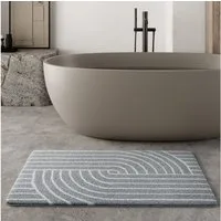 Wecon home Basics Badematte Hilda, Höhe 15 mm, Polyester, rechteckig, waschbar, rutschfest, strapazierfähig, pflegeleicht mit Retro Muster