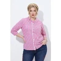Ulla Popken Trachtenbluse Bluse Karomuster Rüschen Stehkragen 3/4-Arm
