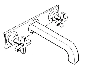 Hansgrohe 3-Loch Waschtischarm.Axor Citterio Wand F-Set lang chrom m.Platte/Kreuzgr., 39144000 39144000