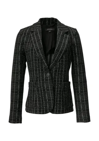 comma - Bouclé-Blazer in karierter Musterung schwarz - Gr. - 42