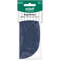 Gründl Aufnäher Gründl Bügelflicken Jeans 2 Stück dunkelblau, 100 % Baumwolle