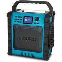 Medion® Baustellenradio MEDION® LIFE® P66896 (MD43896) Baustellenradio (DAB+, MW/UKW, AM/FM, 30 W, ca.10 Std. Akkulaufzeit, Powerbank-Funktion,IP54-Schutz, Bluetooth 5.3)