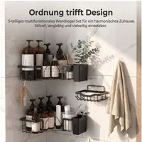 AIMAX Duschablage Duschregal Ecke ohne Bohren Edelstahl 2er Set Schwarz