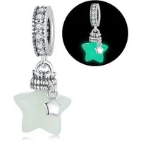MOPUEA Charm Schmetterling Stern Leuchtender Bead Charmsanhänger Stern 925 Sterling Silber (Schmuck Geschenk für Damen Stern Wunschflasche diy Anhänger leuchtet, 1-tlg., 5A Zirkonia Charm Anhänger Pendant für Europäische Armband Halskette), im Dunkel