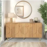 OKWISH Sideboard Sideboard 140x40x72 cm mit 4 Türen und goldfarbenen Metallbeinen (Packung, 1 St., Eingebaute, verstellbare Einlegeböden für), Ein minimalistisches Sideboard mit vier Fächern.