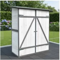 Feel2Home Gartenhaus Geräteschuppen Gartenschrank Holzhäuschen Hütte Gerätehaus Stauraum, BxT: 140x75 cm, (Stück, mit Asphaltmatte, Dach und Doppelflügeltüren & Schloss), Fußboden und Zweiflügeltür mit Schiebeverriegelung