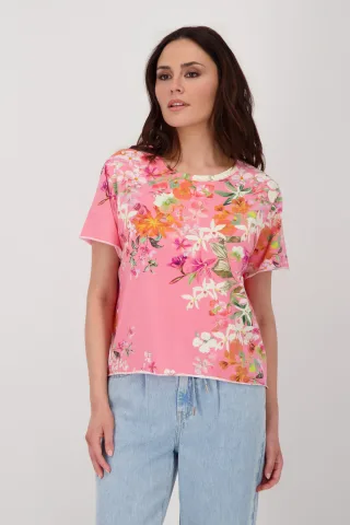 monari - T-Shirt mit Blumenprint coral pink gemustert - Gr. - 46