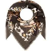 Zwillingsherz Modetuch "Leopard", Leopard-Motiv, Fransenabschlüsse rundum, leichtes Material