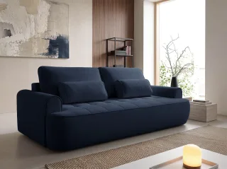 Sofa 3-Sitzer mit Schlaffunktion HUNTER in Stoff Soft Dunkelblau
