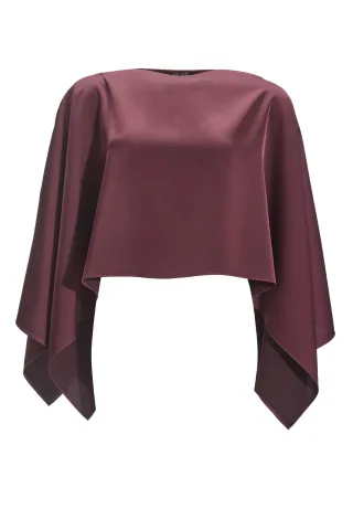 SWING - Stola-Top aus Satin mit seitlichen Schlitzen merlot - Gr. - M