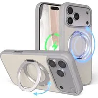 EAZY CASE Handyhülle Outdoor Apple iPhone 17 Pro Max Case MagSafe Rotation Ring 6,9 Zoll, Moderne aufstellbare Handyhülle stoßfest Bumpercase kratzfest in Grau