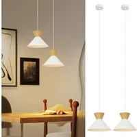 Nettlife Pendelleuchte Vintage Esszimmer 2x E27 Weiß Industrial Metall Retro Hängeleuchte, Höhenverstellbar, LED wechselbar, Innen Pendellampe für Küche Wohnzimmer Bar Resturant