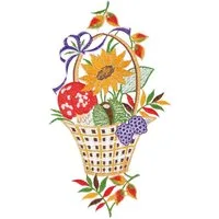 W. Reuter & Sohn - Plauener Spitze® Fensterbild Fensterbild "Herbstkorb" farbig