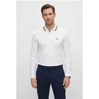 BOSS GREEN Langarm-Poloshirt Plisy mit Streifen am Kragen