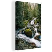 OneMillionCanvasses® Leinwandbild Natur - Wasserfall - Bäume - Herbst, Fotodruck (1 St), Leinwand Canvas Wandbild, Wanddekoration 20x30 cm
