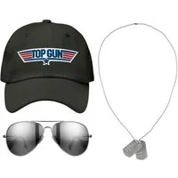 Maskworld Kostüm Top Gun Set 3 teilig - Fasching Karnevalskostüm, Dreiteiliges Set für coole Kampfpiloten & Pilotinnen