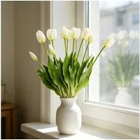 Kunsttulpe 10er Set künstliche Tulpen, Tulpenbund Tulpen, BlingBin, Höhe 40 cm, Tulpenstrauß künstlich für Vase,Hochzeit, Esstisch und Wohnzimmer Deko