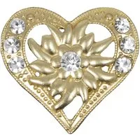 Trachtenland Brosche Magnet Brosche Tuchhalter - Gold Herz mit Strass