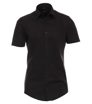 VENTI - Popeline Hemd Halbarm uni 001930 schwarz - Gr. - 38