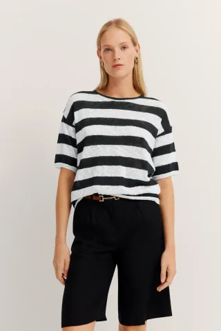 Bugatti Damen Sommerpullover aus leichtem Baumwolle-Leinen-Mix