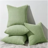 Topfinel Kissenbezüge 4er Set Kordsamt, flauschig Farbverlauf, Gestreift, dekokissen 50x50 salbeigrün sofakissenbezug 50x50cm sofakissen